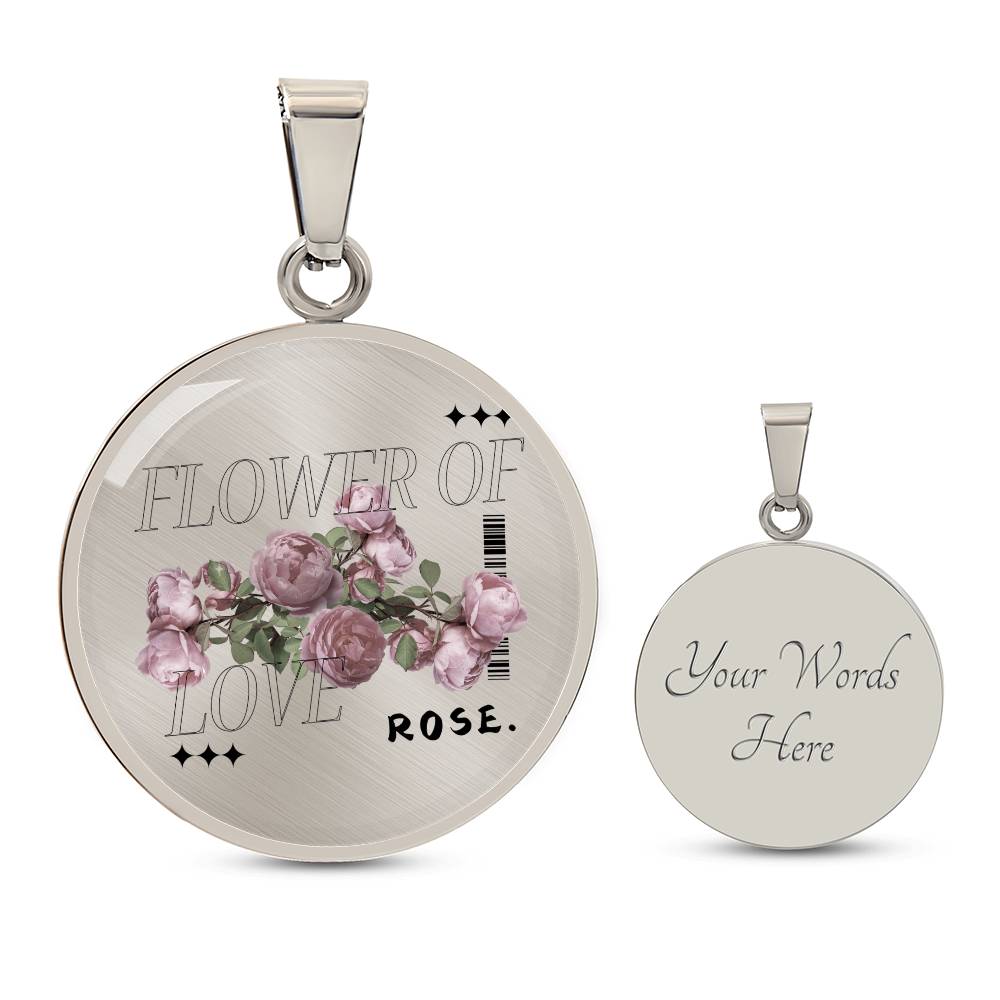 "Flower Of Love Rose" Circle Necklace