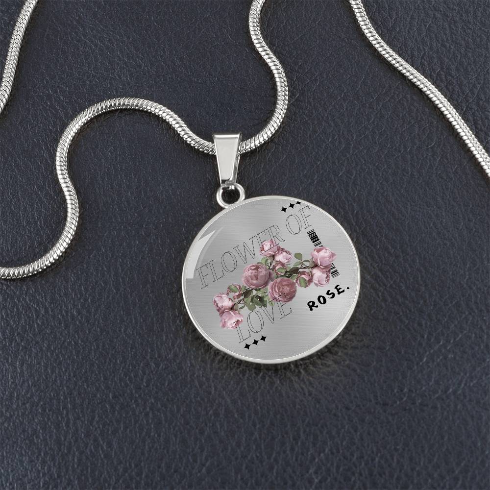 "Flower Of Love Rose" Circle Necklace