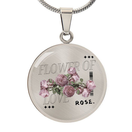 "Flower Of Love Rose" Circle Necklace