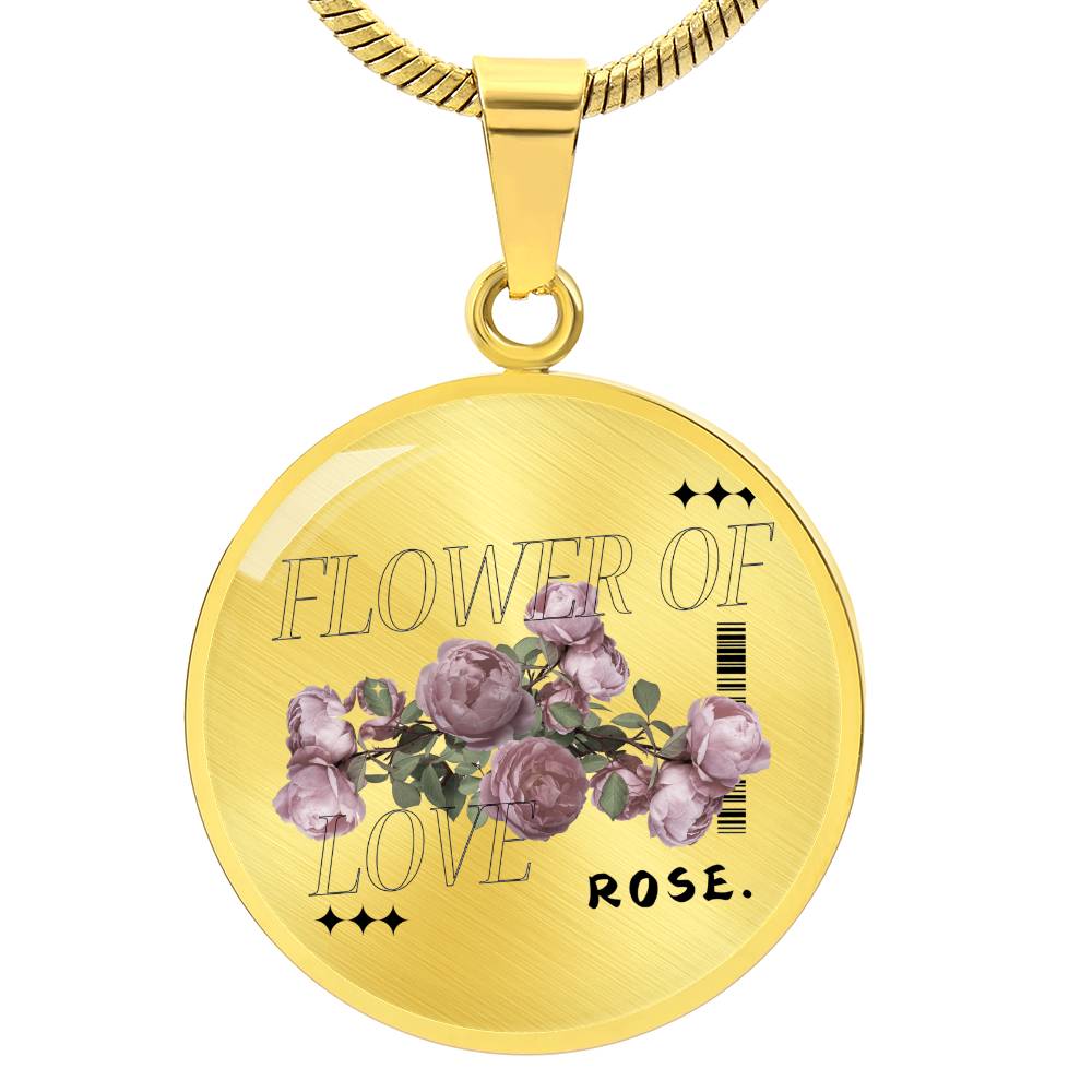 "Flower Of Love Rose" Circle Necklace