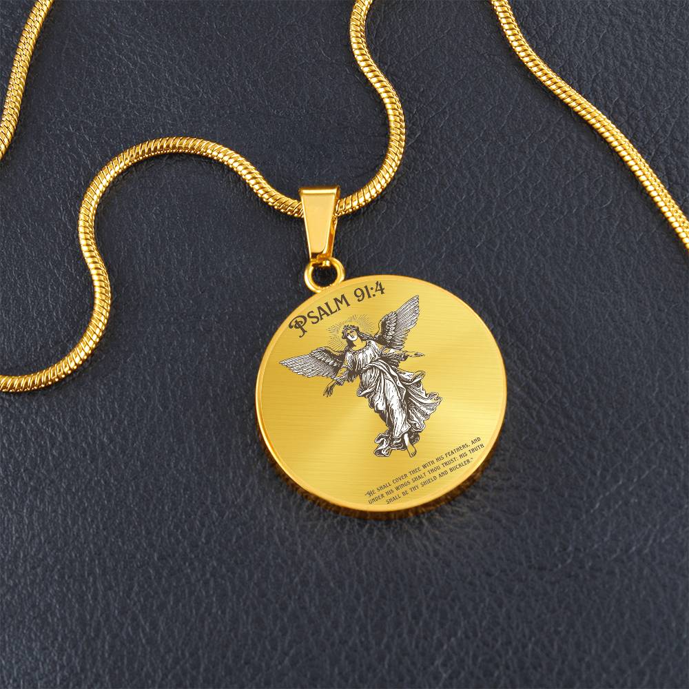 Psalm 91:4 Circle Necklace