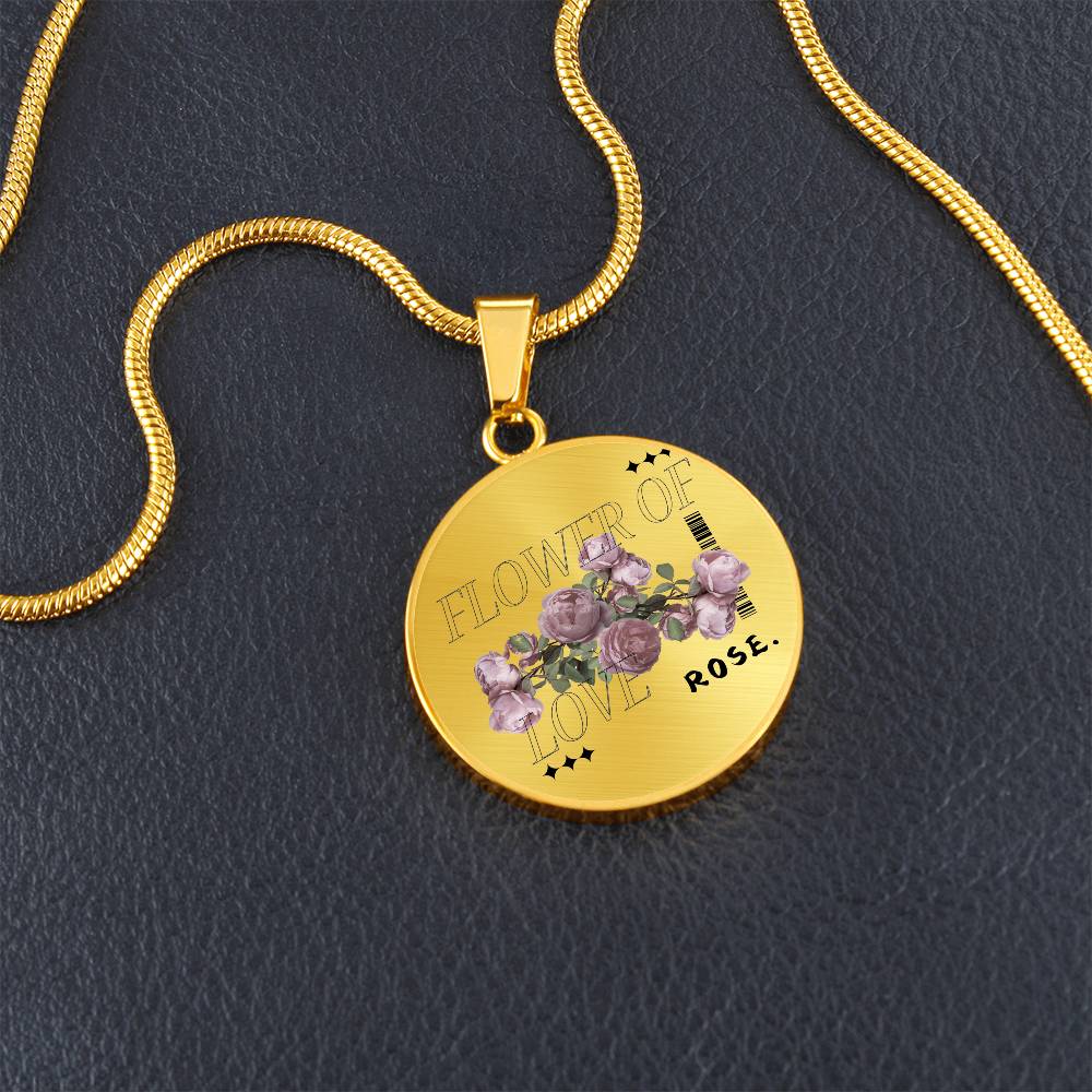"Flower Of Love Rose" Circle Necklace