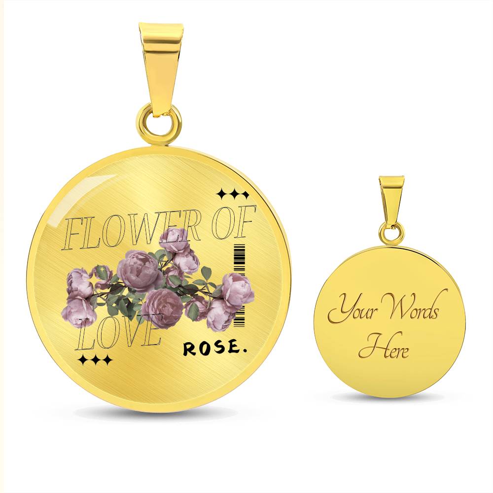 "Flower Of Love Rose" Circle Necklace