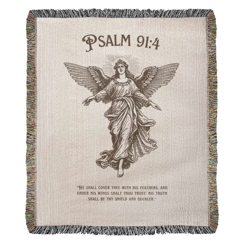 Psalm 91:4 Woven Blanket