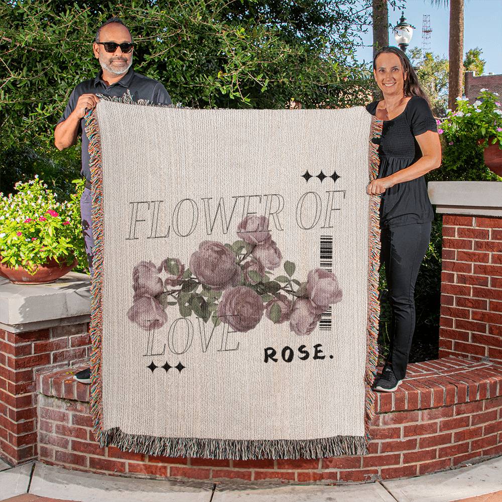 "Flower Of Love Rose" Woven Blanket