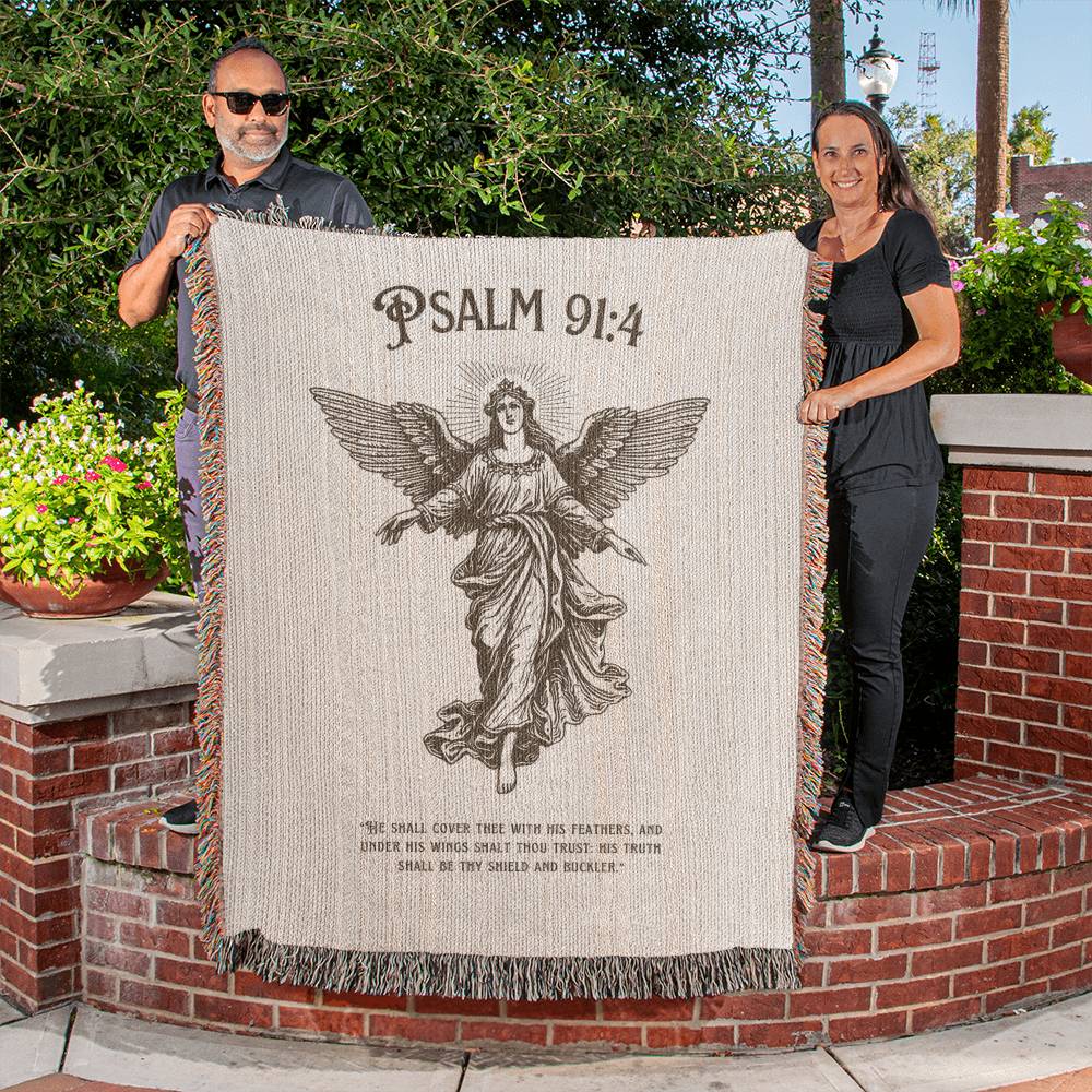 Psalm 91:4 Woven Blanket