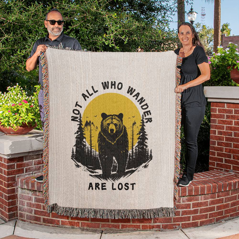 "Not All Who Wander Are Lost" Woven Blanket