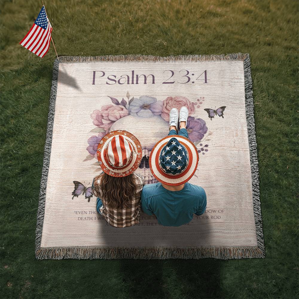 Psalm 23:4 Woven Blanket
