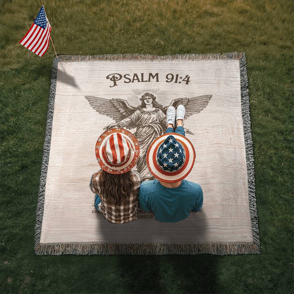 Psalm 91:4 Woven Blanket
