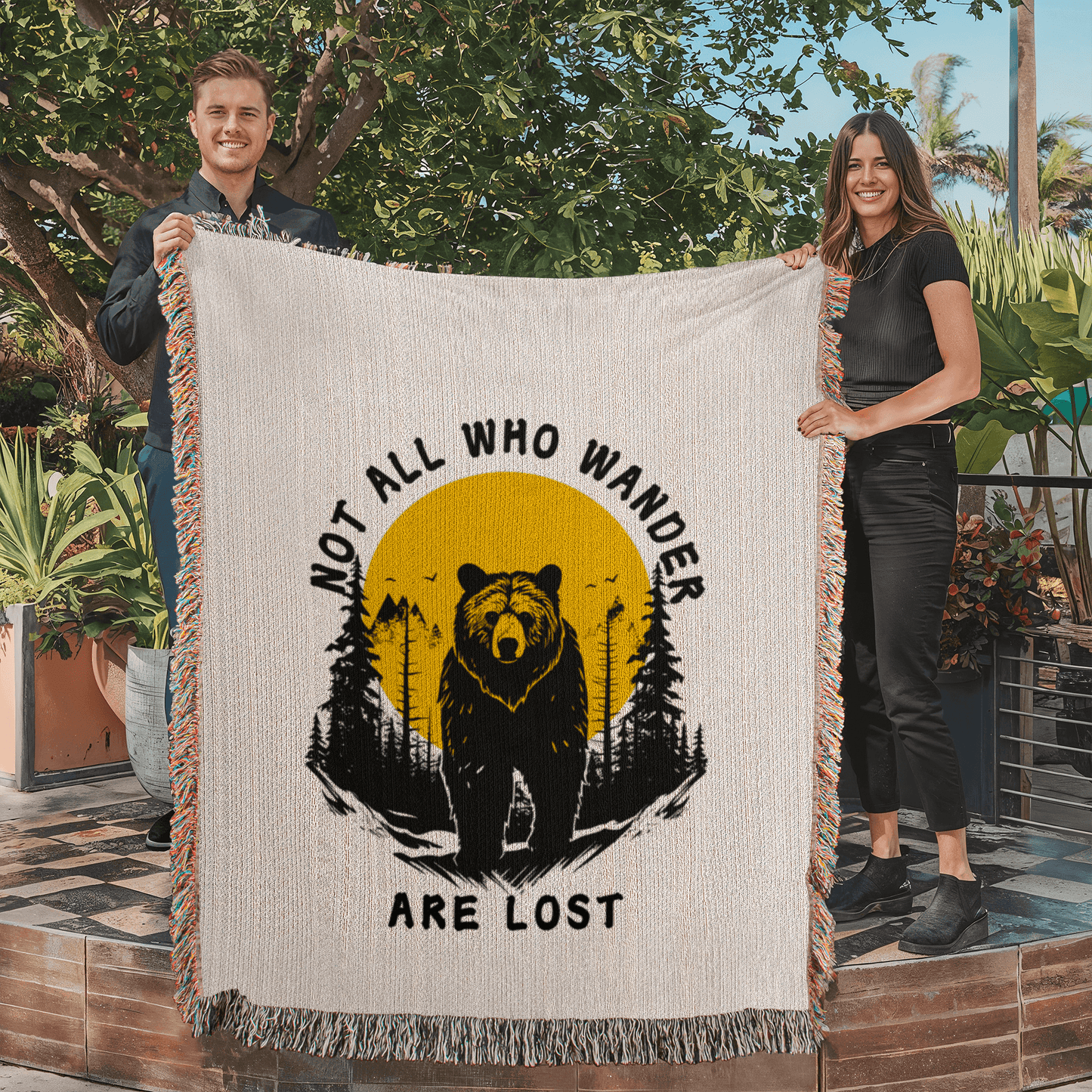 "Not All Who Wander Are Lost" Woven Blanket