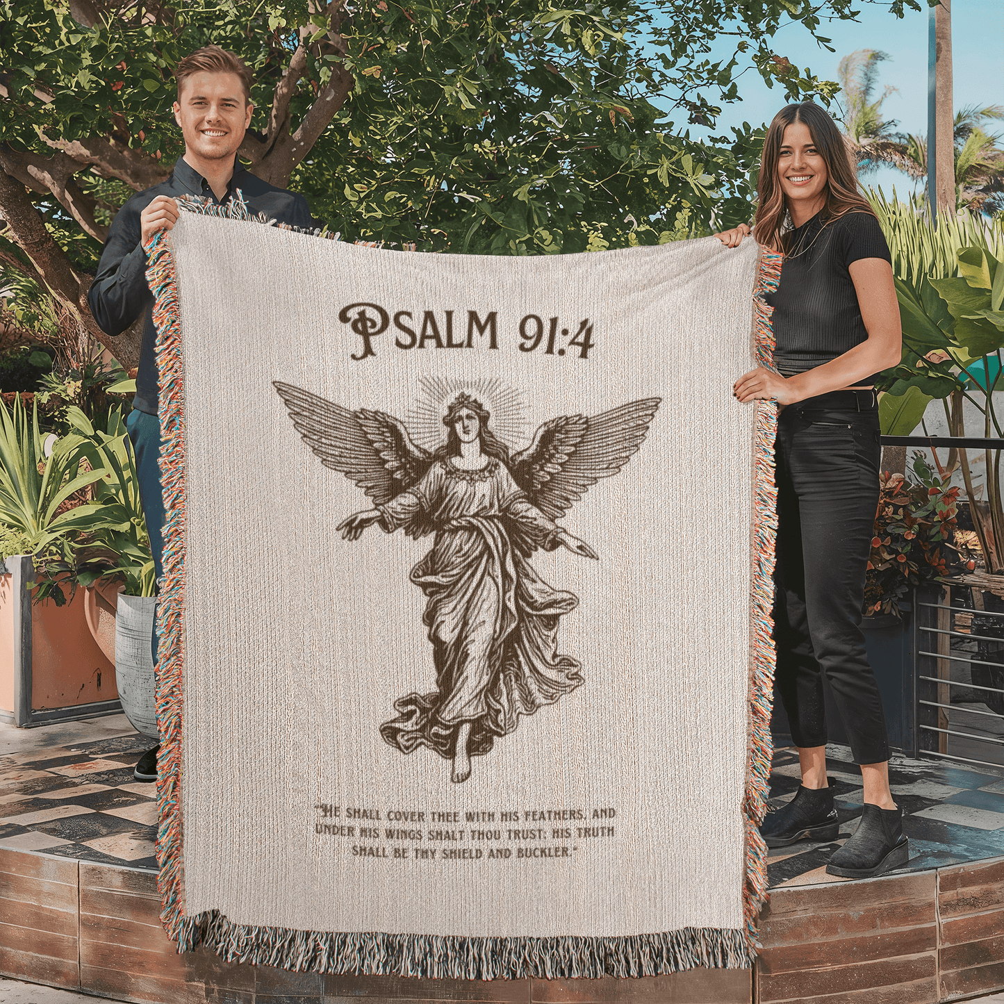 Psalm 91:4 Woven Blanket