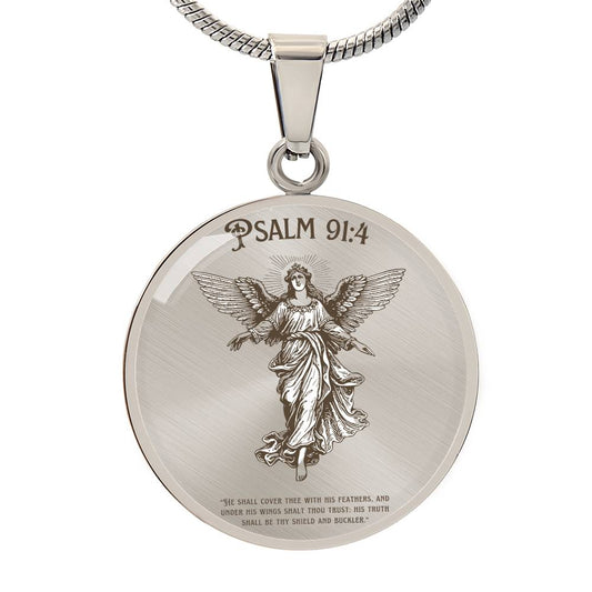 Psalm 91:4 Circle Necklace