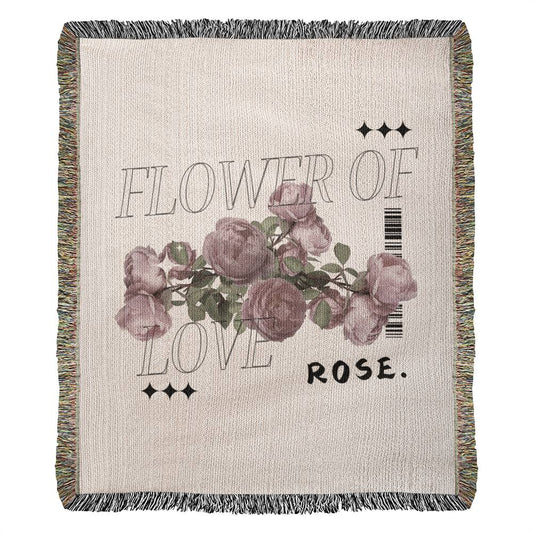 "Flower Of Love Rose" Woven Blanket