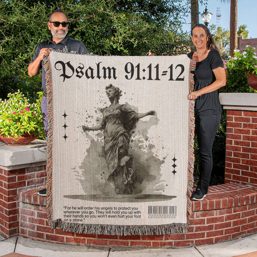 Psalm 91:11-12 Woven Blanket