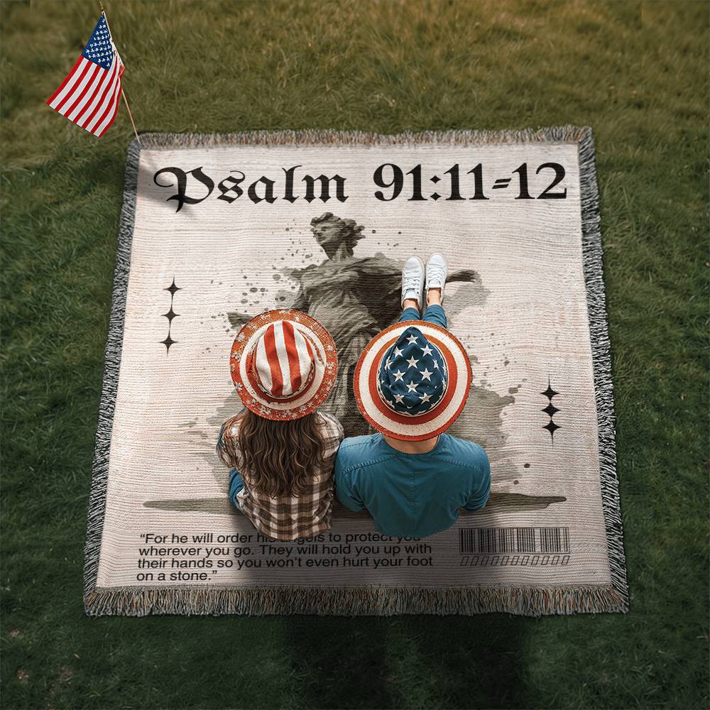 Psalm 91:11-12 Woven Blanket